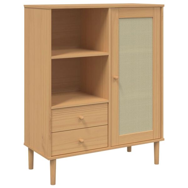 vidaXL Highboard SENJA Rattan Look Brown 90x40x112 cm Solid Wood Pine