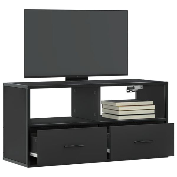 vidaXL TV Cabinet Black 80x31x39.5 cm Engineered Wood and Metal