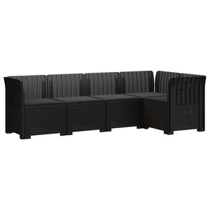 vidaXL 5-Seater Garden Sofa with Cushions Rattan Look PP Anthracite
