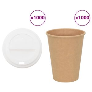 vidaXL Paper Coffee Cups with Lids 1000 pcs 12oz 300ml