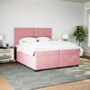 vidaXL Box Spring Bed with Mattress Pink 200x200 cm Velvet