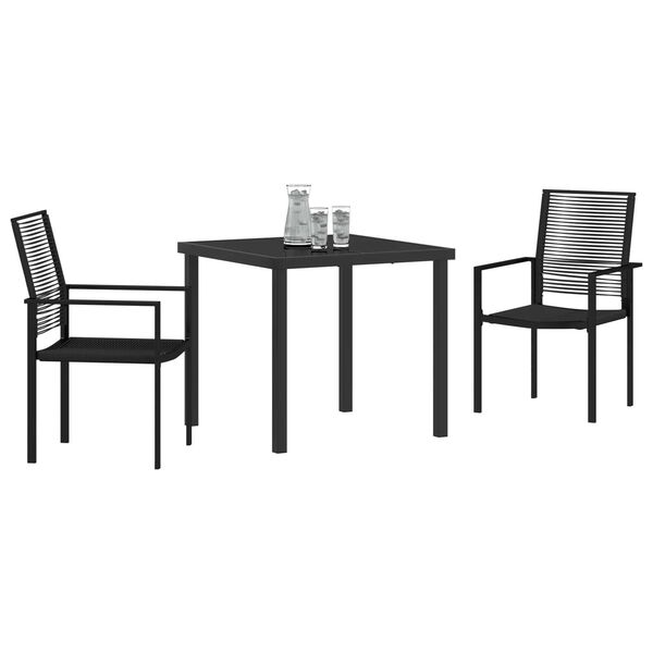 vidaXL Garden Dining Set 3 pcs Black Powder-Coated Steel