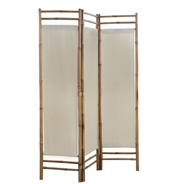 vidaXL Folding 3-Panel Room Divider Bamboo and Canvas 120 cm