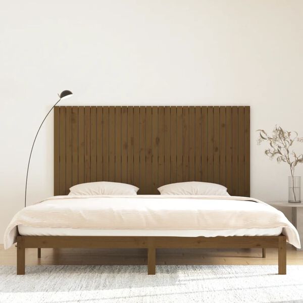 vidaXL Wall Headboard Honey Brown 204x3x110 cm Solid Wood Pine