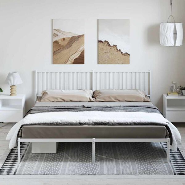 vidaXL Metal Bed Frame without Mattress with Headboard White 193x203cm