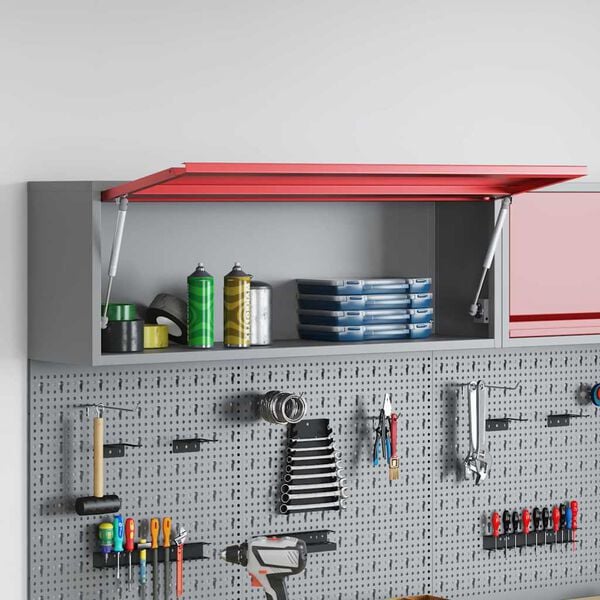 vidaXL Tool Cabinet with Storage Red and Grey 100 x 25 x 35 cm