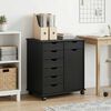 vidaXL Rolling Cabinet Black 63.5 x 39 x 65.5 cm Solid Pine Wood