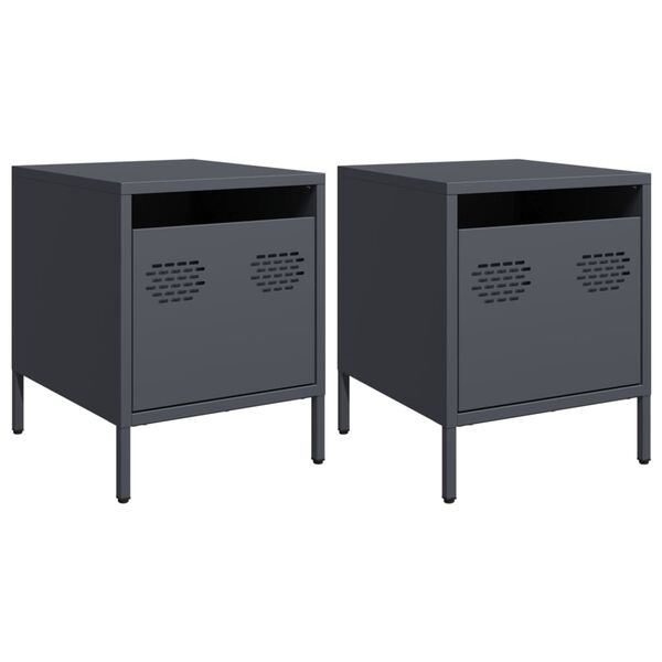 vidaXL Bedside Cabinets&nbsp;2 pcs Anthracite 35x39x43.5 cm Steel