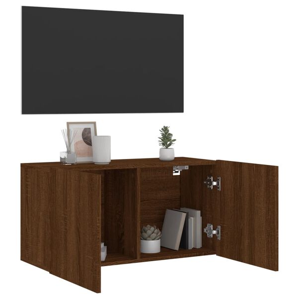 vidaXL TV Cabinet Wall-mounted Brown Oak 80x30x41 cm