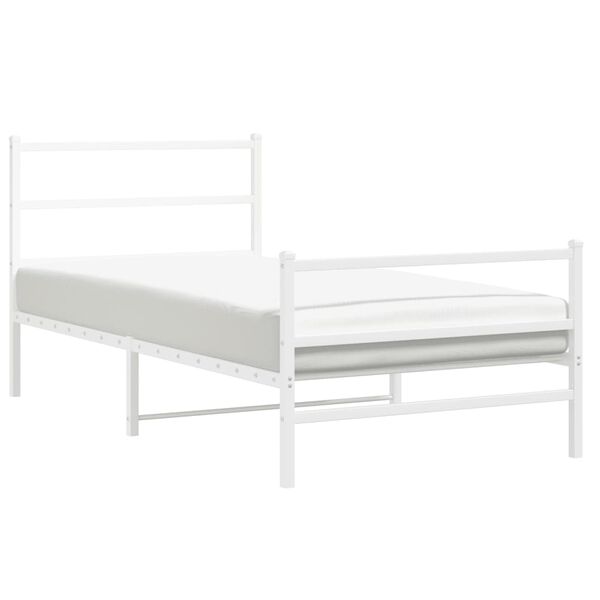 vidaXL Metal Bed Frame without Mattress with Footboard&nbsp;White 100x190cm