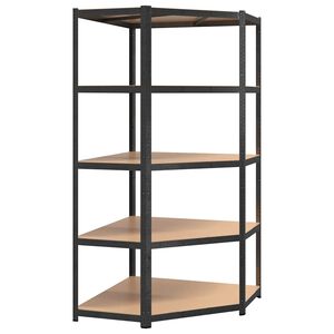 vidaXL 5-Layer Heavy-duty Corner Shelf Grey Steel&Engineered Wood