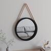 vidaXL Wall Mirror with Strap Black &Oslash; 55 cm