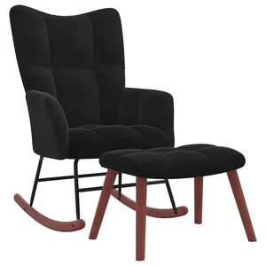 vidaXL Rocking Chair with Footstool 2 pcs Black Velvet