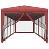 vidaXL Party Tent with 10 Mesh Sidewalls Red 3x12 m HDPE