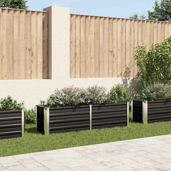 vidaXL Garden Raised Bed Anthracite 160x40x45 cm Galvanised Steel