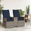 vidaXL Reclining Garden Sofa 2-Seater with Table Grey Poly Rattan