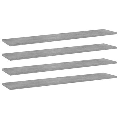 vidaXL Bookshelf Boards 4 pcs Concrete Grey 100x20x1.5 cm Engineered Wood