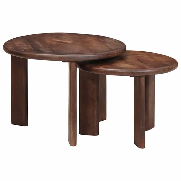 vidaXL Nesting Coffee Tables 2 pcs Dark Brown Solid Mango Wood