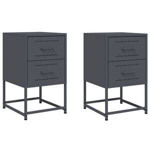 vidaXL Bedside Cabinets 2 pcs Anthracite 36x39x60.5 cm Steel