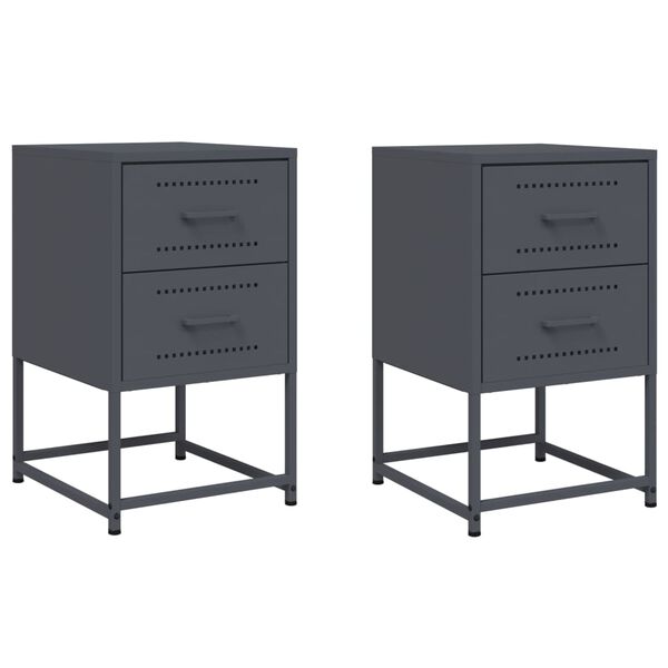 vidaXL Bedside Cabinets 2 pcs Anthracite 36x39x60.5 cm Steel