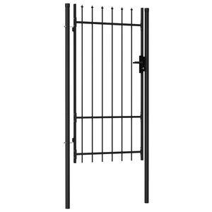 vidaXL Fence Gate BOXTEL Single Door with Spike Top Steel 1x1.75 m Black