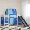 vidaXL Kids'Loft Bed Frame with Curtains, Arch, Slide White and Blue