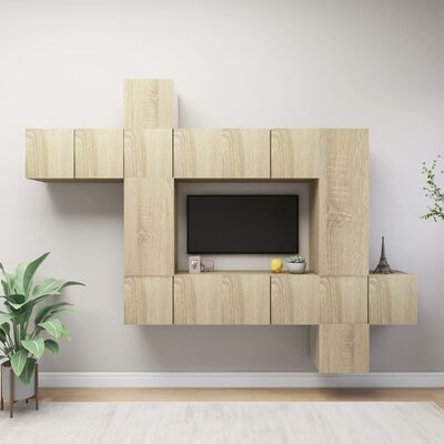 vidaXL 10 Piece TV Cabinet Set Sonoma Oak Engineered Wood