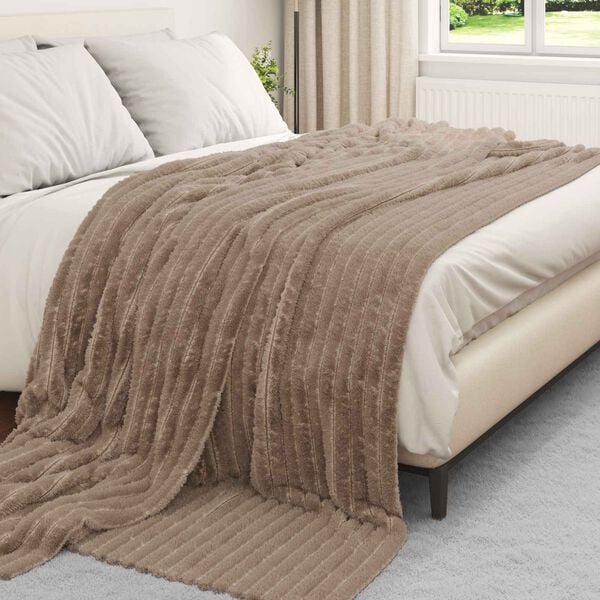 vidaXL Throw Blanket Camel 240 x 220 cm Fleece