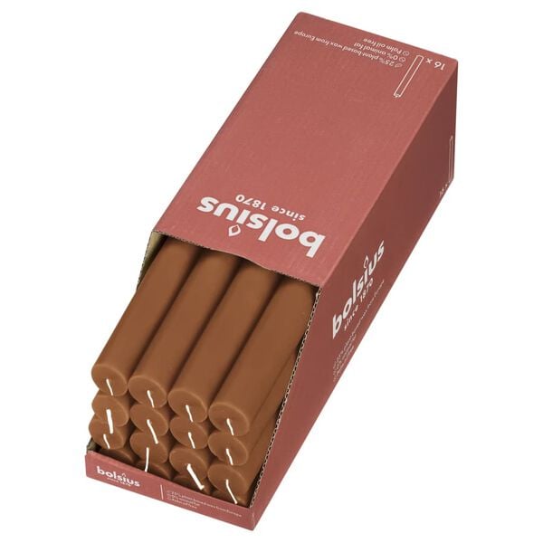 Bolsius Table Candles Shine 16 pcs 27 cm Spice Brown