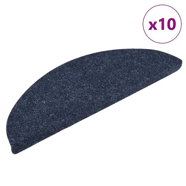 vidaXL Stair Mats Self-adhesive 10 pcs 56x17x3 cm Blue Half Round