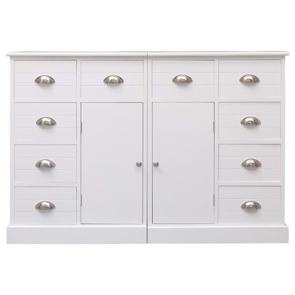 vidaXL Sideboard with 10 Drawers White 113x30x79 cm Wood