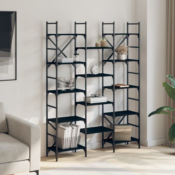 vidaXL Bookshelf Black 127.5x28.5x172.5 cm Engineered Wood