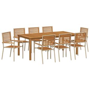 vidaXL Garden Dining Set 9 pcs Beige Solid Acacia Wood
