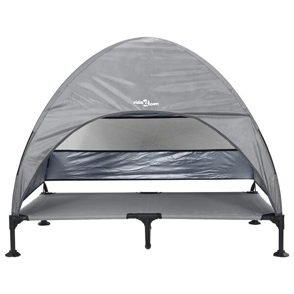 vidaXL Raised Dog Bed Light grey 127 x 81 x 108 cm Fabric and Steel