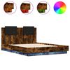 vidaXL Bed Frame with LED without Mattress Smoked Oak 120x190 cm Small Double