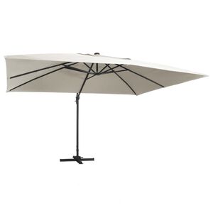 vidaXL Cantilever Garden Parasol with LED Lights and Aluminium Pole 400x300 cm Sand