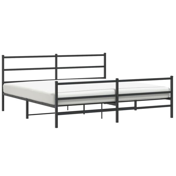 vidaXL Metal Bed Frame without Mattress with Footboard Black 183x213cm