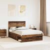 vidaXL Bed Frame with Headboard Old Wood 120 x 190 cm Solid Pine Wood