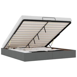 vidaXL Ottoman Bed Frame without Mattress Dark Grey Super King Fabric
