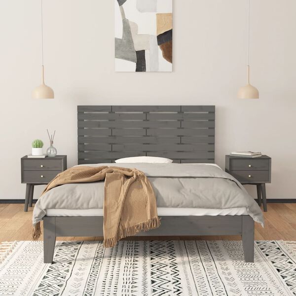 vidaXL Wall Headboard Grey 156x3x63 cm Solid Wood Pine