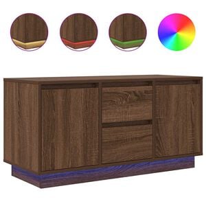 vidaXL TV Cabinet with LED Lights Brown Oak 100x41x50 cm