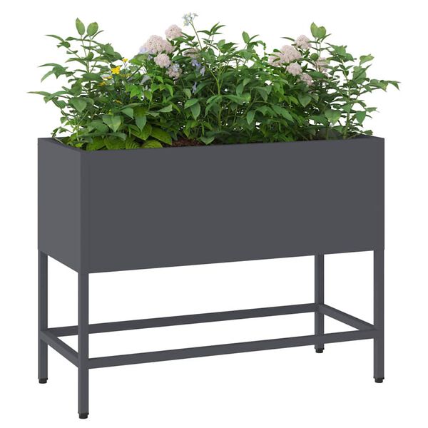 vidaXL Raised Garden Planter Anthracite 60 x 26 x 45 cm Steel