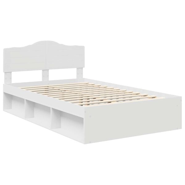 vidaXL Bed Frame with Headboard White 120 x 190 cm Solid Pine Wood