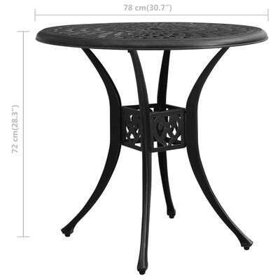 vidaXL Garden Table Black 78x78x72 cm Cast Aluminium