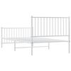 vidaXL Metal Bed Frame without Mattress with Footboard White 100x200cm