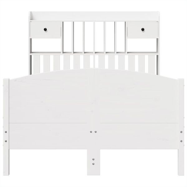 vidaXL Bookcase Bed without Mattress White 135x190 cm Double Solid Wood Pine