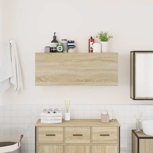 vidaXL Bathroom Wall Cabinet Sonoma Oak 100x25x40 cm Engineered Wood
