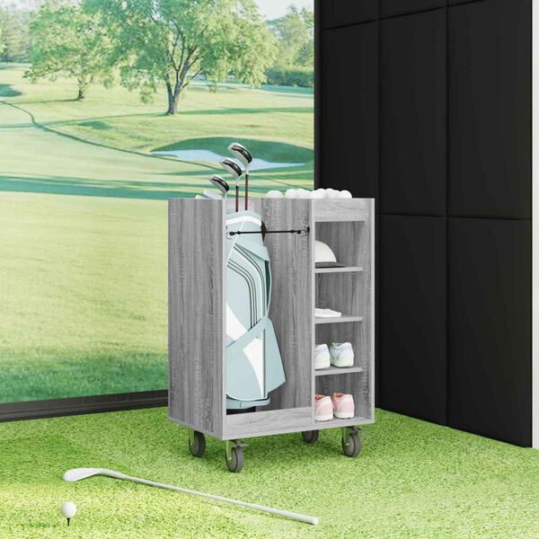 vidaXL Golf Cabinet with Wheel Plain Grey Sonoma 65 x 45 x 98 cm