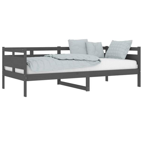 vidaXL Day Bed without Mattress Grey Solid Wood Pine 90x200 cm