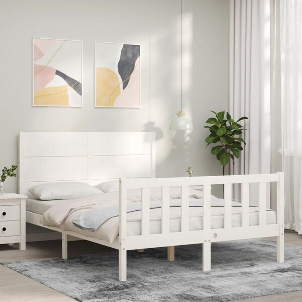 vidaXL Bed Frame without Mattress White 140x190 cm Solid Wood Pine